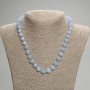 Aquamarine Necklace, Faceted Rhombus, diameter 10x9mm+/- seed beads 3mm+/-, length 45cm+/- with clasp