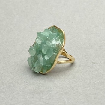 Jade Chip Ring, Smooth Setting, 30x26mm+/- gold-tone metal, no insert, size