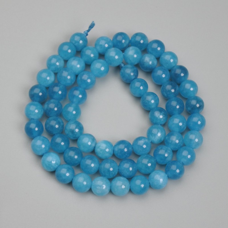 Aquamarine Beads, Smooth Round, diameter 6mm+/-, length 38cm+/- on a string
