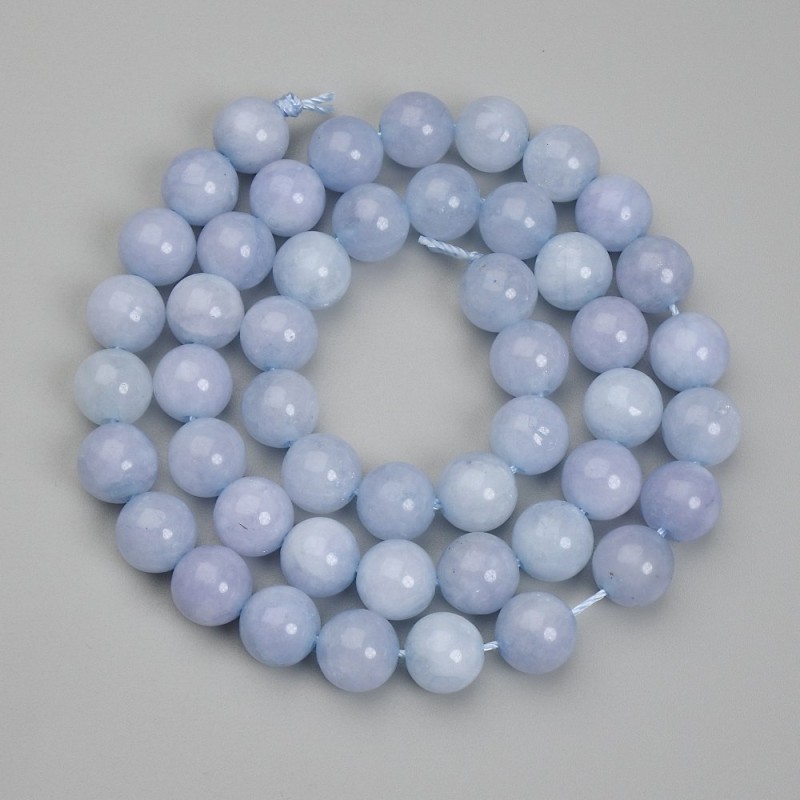 Aquamarine Beads, Smooth Round, diameter 8mm+/-, length 38cm+/- on a string