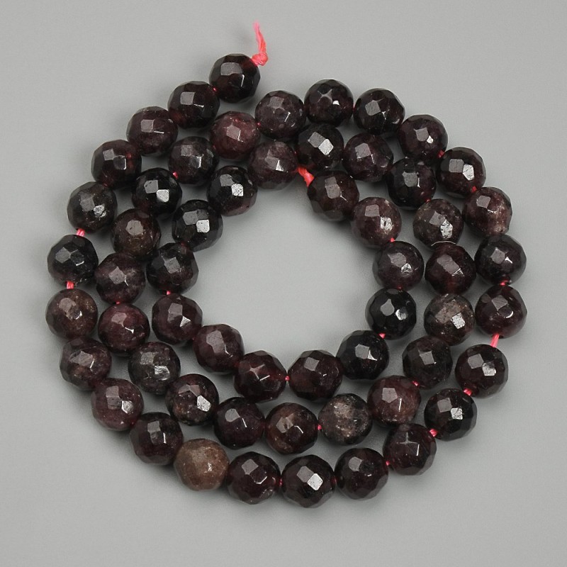 Garnet Beads, Faceted Round, Diameter 7mm+/-, Length 38cm+