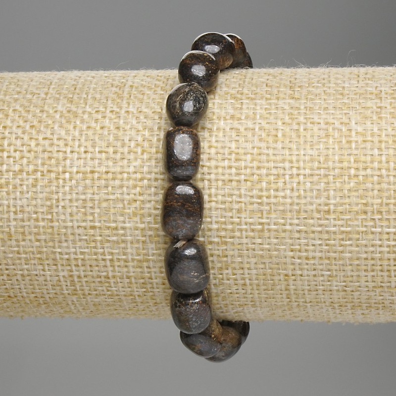Bronzite Bracelet, tumbled, diameter 8-12x7-10mm+-, length 18cm +- stretch