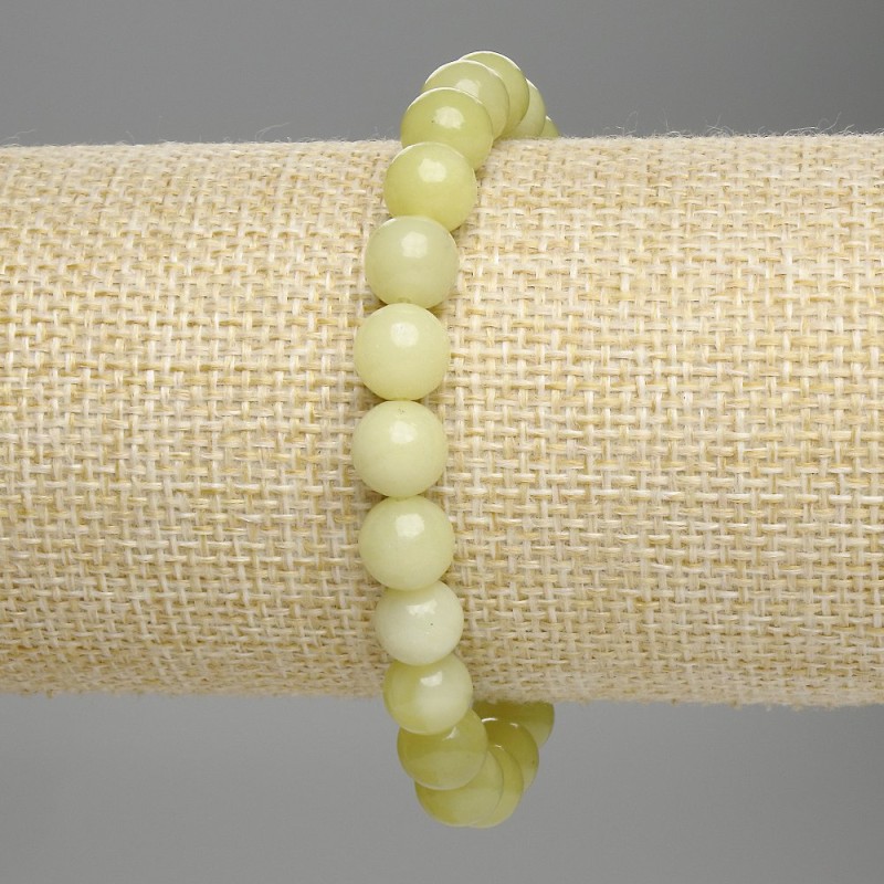 Citrine (Synthetic) Bracelet, smooth round beads, diameter 7.5mm+-, length 18cm +- stretch