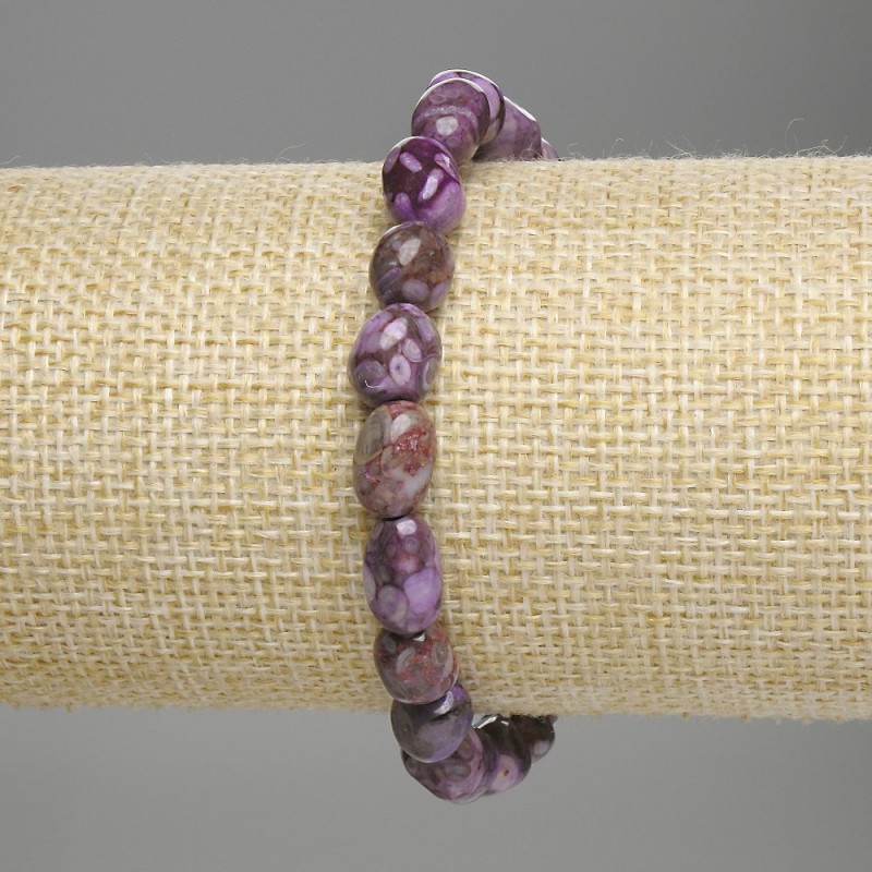 Agate Bracelet, tumbled, diameter 7-9x7.5mm+-, length 18cm stretch