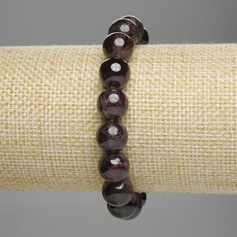 Garnet Bracelet, smooth round beads, diameter 11mm+-, length 18cm stretch