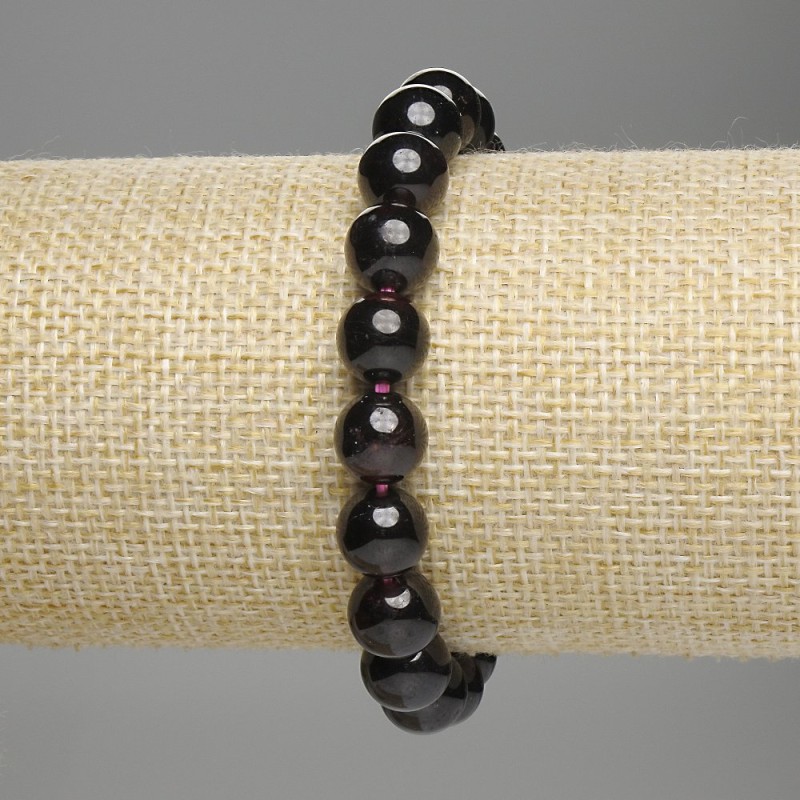Garnet Bracelet, smooth round beads, diameter 10mm+-, length 18cm stretch
