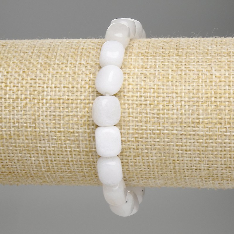 White Quartz Bracelet, tumbled, diameter 8-10x7mm+-, length 18cm +- stretch