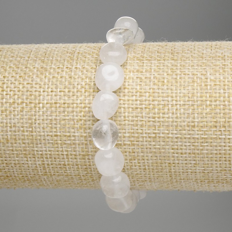 Rock Crystal Bracelet, tumbled beads, diameter 8-10x9mm+-, length 18cm +- stretch