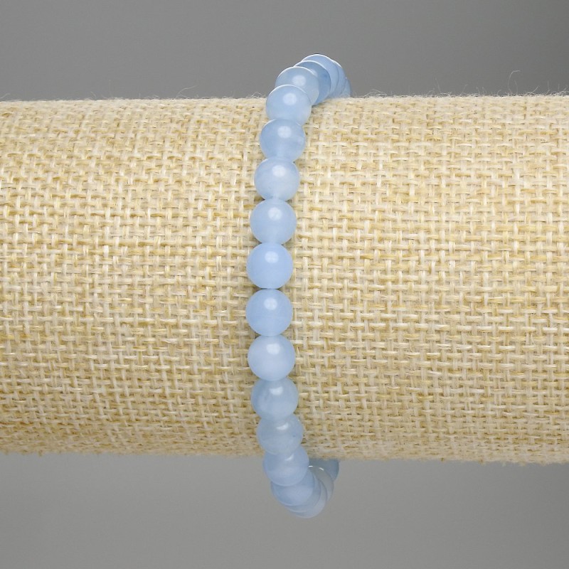Aquamarine Bracelet, smooth round beads, diameter 6mm+/-, length 18cm stretch