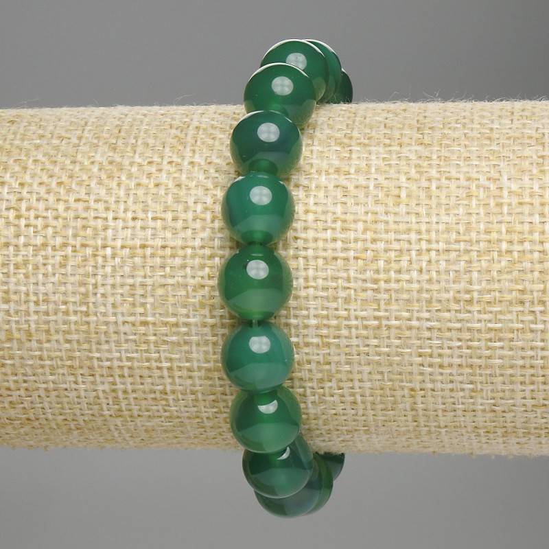 Agate Bracelet, smooth round beads, diameter 10mm+/-, length 18cm stretch