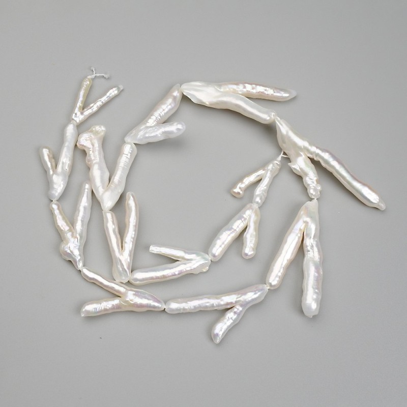 Baroque Pearl Beads with a "Petrol" Tint, 21-33x15-17mm+-, length 37cm+