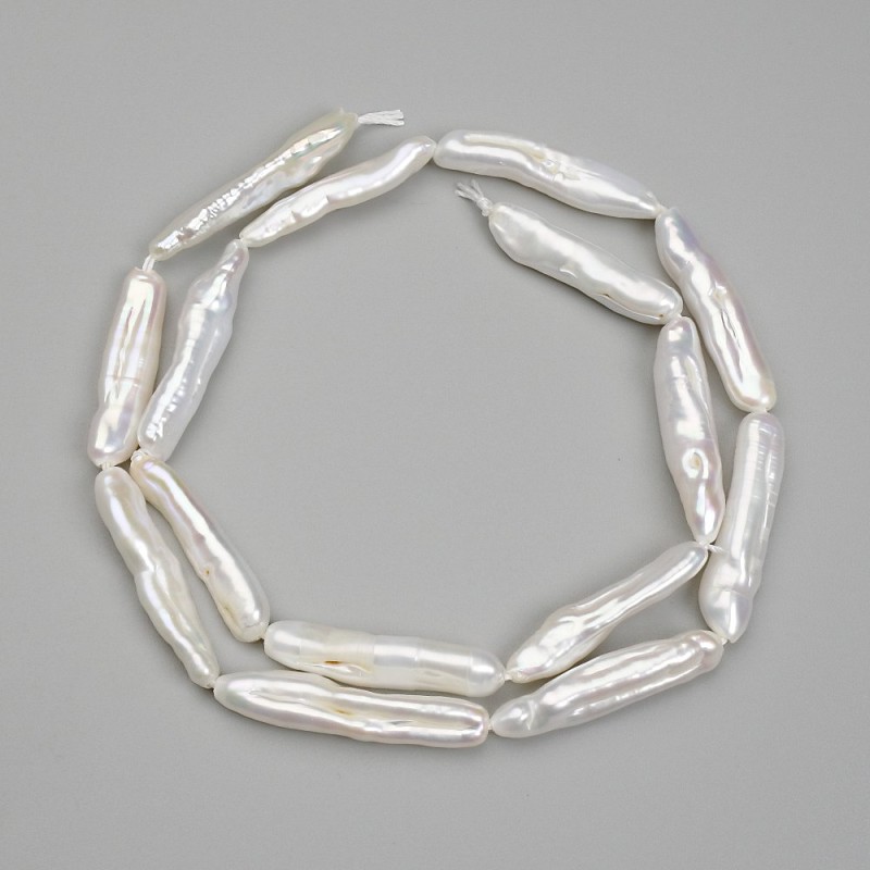 Baroque Pearl Beads with "Petrol" Tint, 24-25x5-5.5mm +/-, 39cm+ Strand
