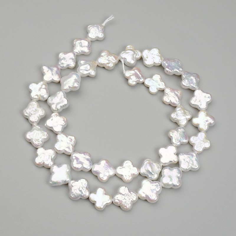 Baroque Pearl Beads "Petrol" Shade Clover, diameter 9.5-10x9.5-10mm +/-, length 39cm+