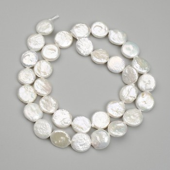 Baroque Pearl Beads "Petrol" Shade Coin, diameter 11-12mm +/-, length 39cm+