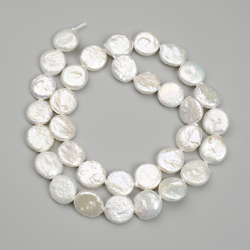 Baroque Pearl Beads "Petrol" Shade Coin, diameter 11-12mm +/-, length 39cm+