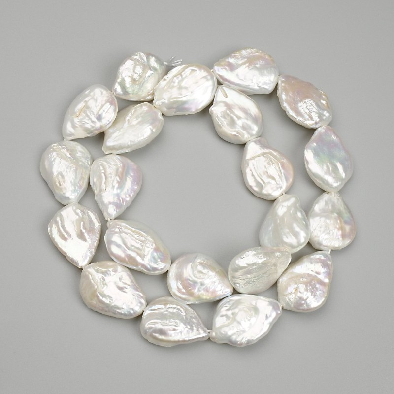 Baroque Pearl Beads "Petrol" Shade, diameter 19-21x14-14.5mm +/-, length 39cm+