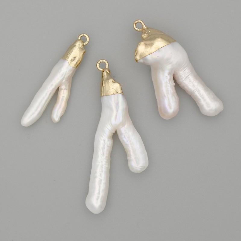 Baroque Pearl Pendant, gold-tone metal, assorted diameter 25-44x14-16mm+- assorted size