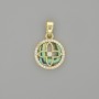 Abalone Clover Pendant in a Rhinestone Circle, Gold-Tone Metal, 20x13mm+