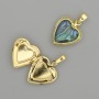Abalone Heart Pendant, Gold-Tone Metal, 26x17mm+/-, for Photo Storage
