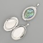 Abalone (Halotis) Oval Pendant in Silver Tone Metal 45x25mm± for Photo Storage