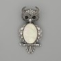 Brooch Pendant Owl Mother-of-Pearl 60x29mm+- black rhinestones silver-tone metal