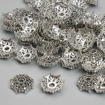 Bead Cap Finding, Diameter 9.5mm+- Hole Diameter 2.5mm+- Silver Metal Colour, Pack 20g+- (~60pcs)
