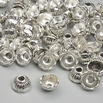Bead Cap Finding, Diameter 4x7mm+- Hole Diameter 2.3mm+- Silver Metal Colour, Pack 20g+- (~63pcs)