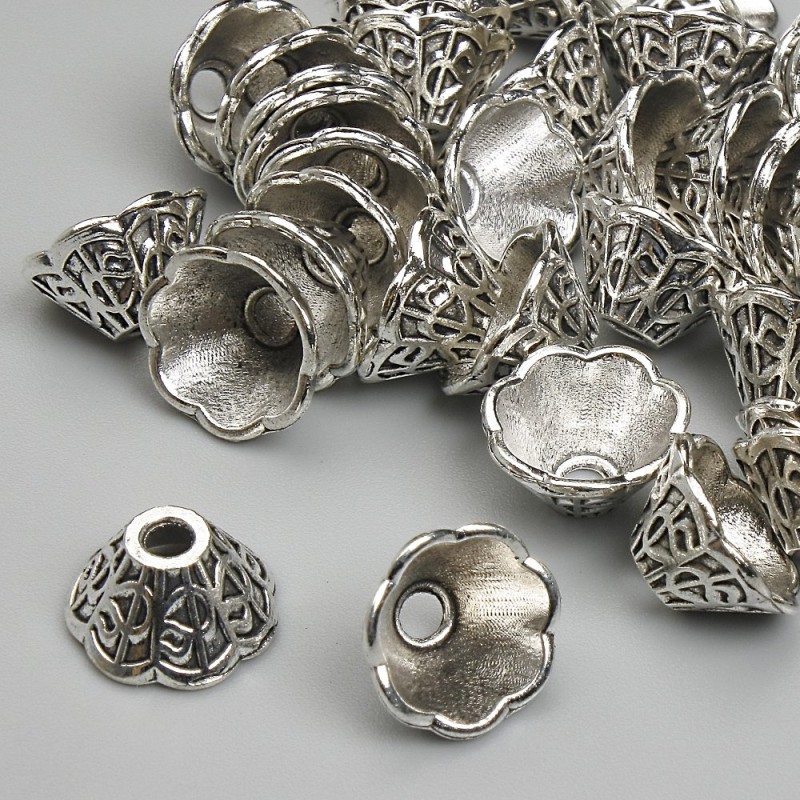 End Cap Finding, 6x9mm+- diameter, hole diameter 2.2mm+- silver metal colour, pack 20g+- (~40pcs.)