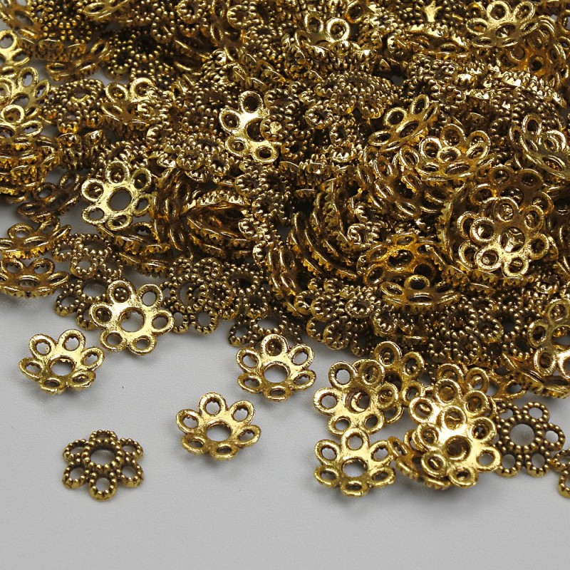 Bead Cap Finding, Gold Metal Colour, Diameter 6mm+- Hole Diameter 1.9mm+- Pack 20g (~355pcs)