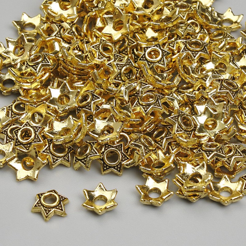 Bead Cap Findings, Gold Metal Colour, Diameter 5mm +/-, Hole Diameter 1.8mm +/-, 20g Pack (~205 pcs)