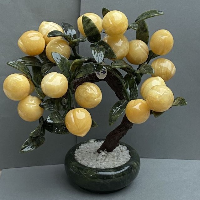 Decorative Tree Souvenir with Natural Onyx, Marble and Jade Stones, 30-33mm +/-, Flexible ~, Length 25cm+