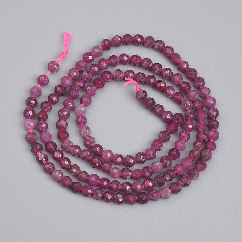 Ruby Beads Faceted Ball 3mm+-, length 39cm+- on a strand