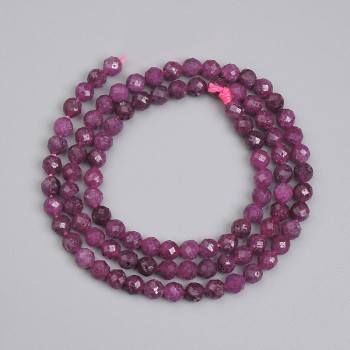 Ruby Beads, faceted round 4mm+/-, length 38cm+/- on a strand