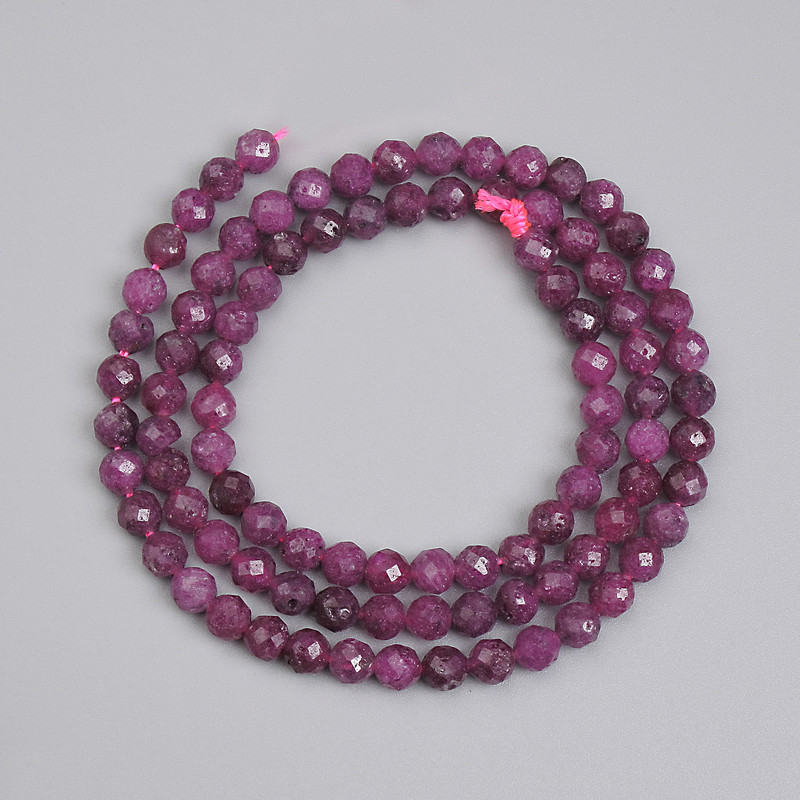 Ruby Beads, faceted round 4mm+/-, length 38cm+/- on a strand