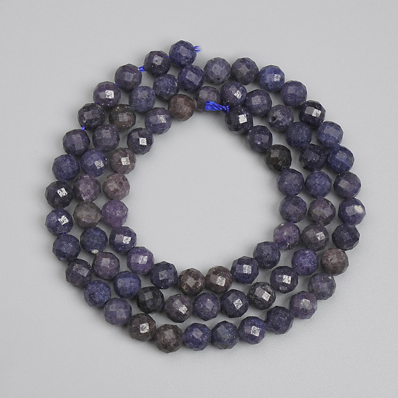 Sapphire Beads, faceted round 5mm+/-, length 39cm+/- on a strand