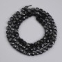 Black Tourmaline Beads, faceted cube 4x4mm+/-, length 39cm+/- on a strand