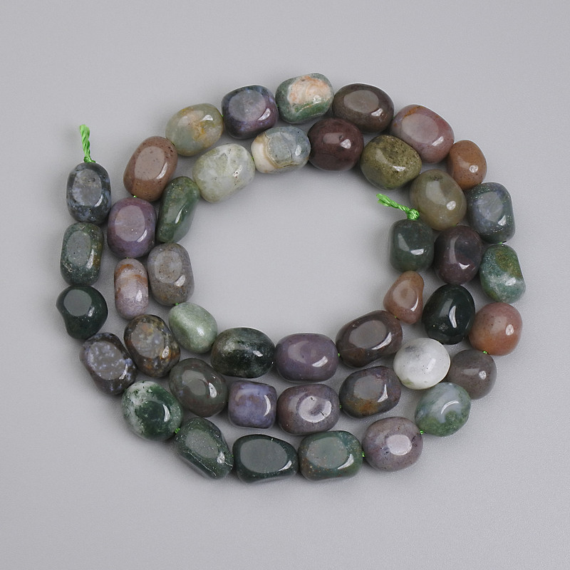 Jasper Beads, Multicolour Tumbled 7-11x5-7mm +-, length 40cm+- on a thread