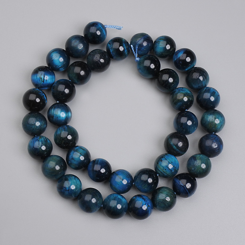 Blue Tiger's Eye Beads, smooth round 10mm +/-, length 38cm+/- on thread