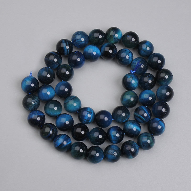 Blue Tiger's Eye Beads, smooth round 8mm +/-, length 38cm+/- on thread