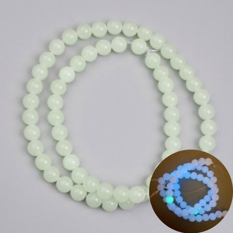 Onyx Blue Glow Beads, smooth round 6mm +/-, length 37cm+/- on fishing line