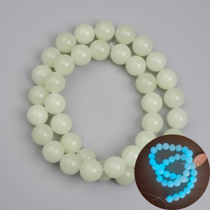 Onyx Turquoise Glow Beads, smooth round 10mm +/-, length 37cm+/- on fishing line
