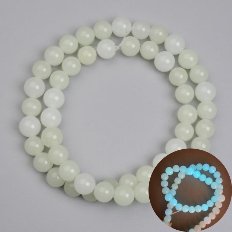 Onyx Turquoise Glow Beads, smooth round 8mm +/-, length 37cm+/- on fishing line