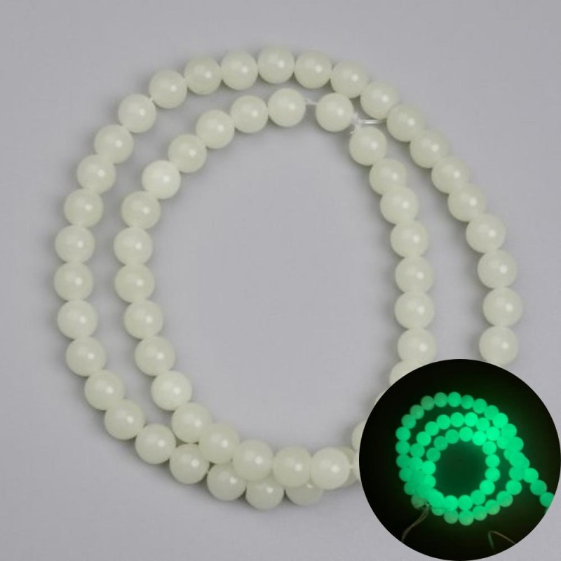Green Glow Onyx Beads, smooth round 6mm +/-, length 36cm+/- on fishing line