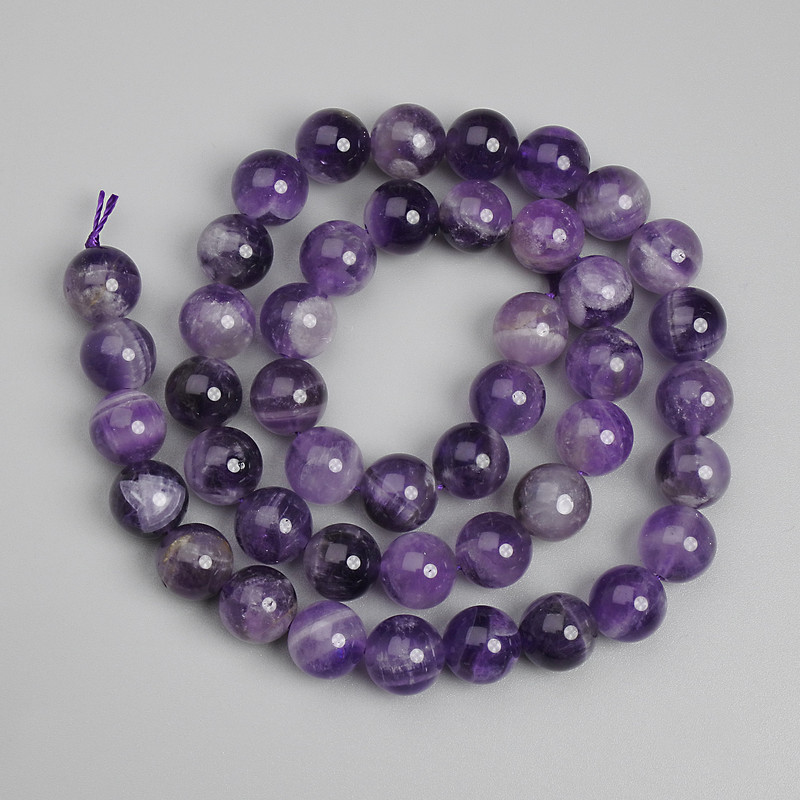 Amethyst Beads, smooth round 8.5mm +/-, length 38cm+/- on thread