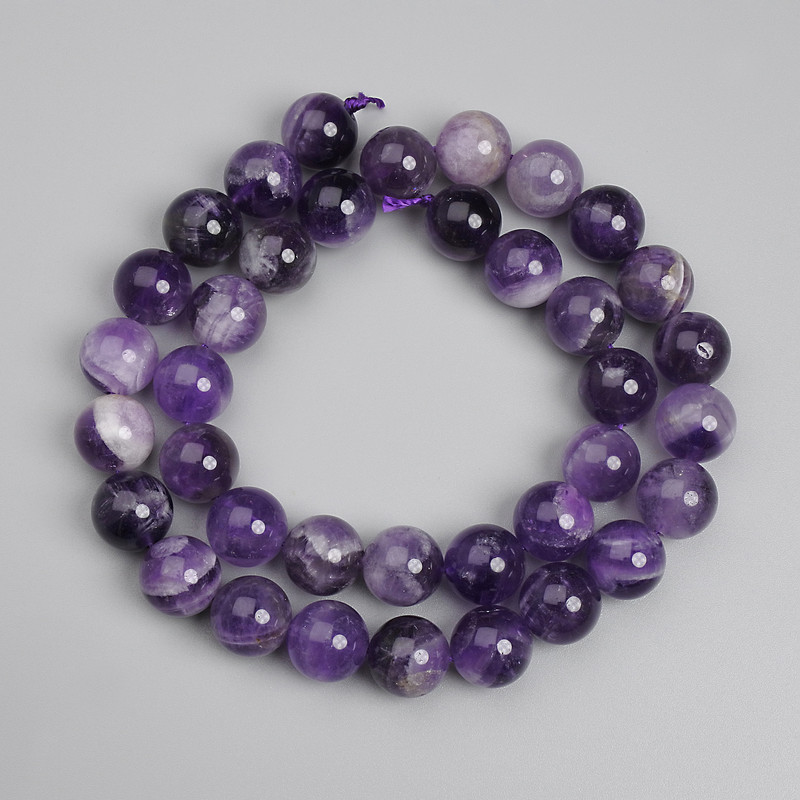 Amethyst Beads, smooth round 10.5mm +/-, length 38cm+/- on thread