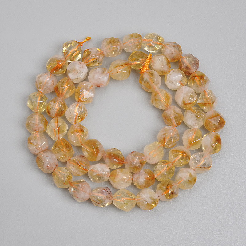 Citrine Beads, faceted 7x6mm +/-, length 37cm+/- on thread