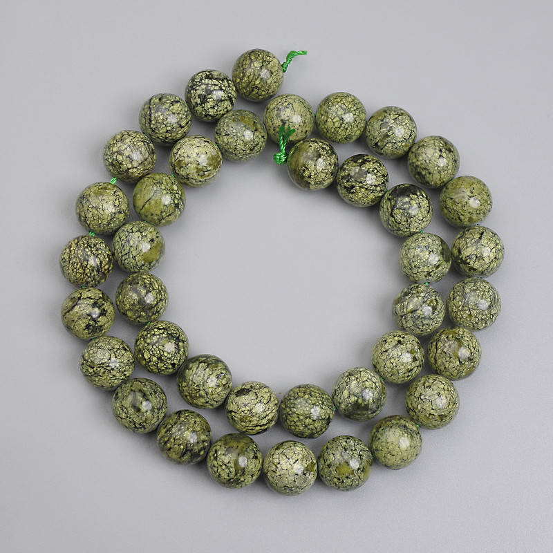 Serpentine Beads, smooth round 10mm +/-, length 38cm+/- on thread