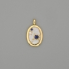 Pendant, Mother-of-Pearl, Gold-Tone Metal, Rhinestones, diameter 23x14mm+