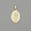 Pendant Mary, Mother of God enamelled brass/golden metal, 29×18mm diameter