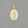 Pendant Mary, Mother of God enamelled brass/golden metal, 29×18mm diameter